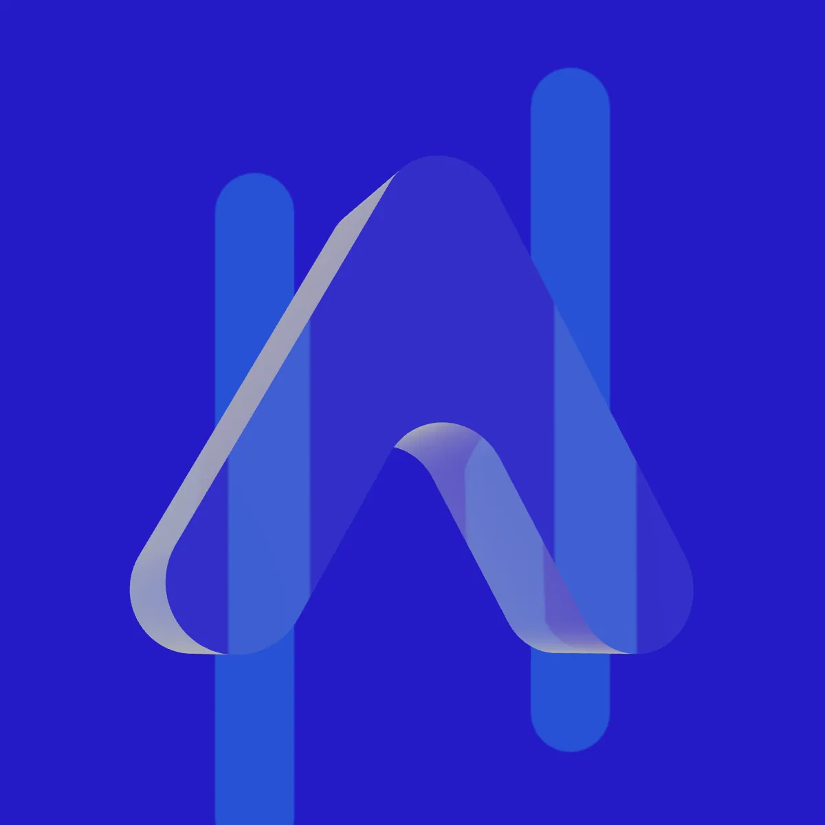 3D-Signet in Glas auf Electric Indigo
