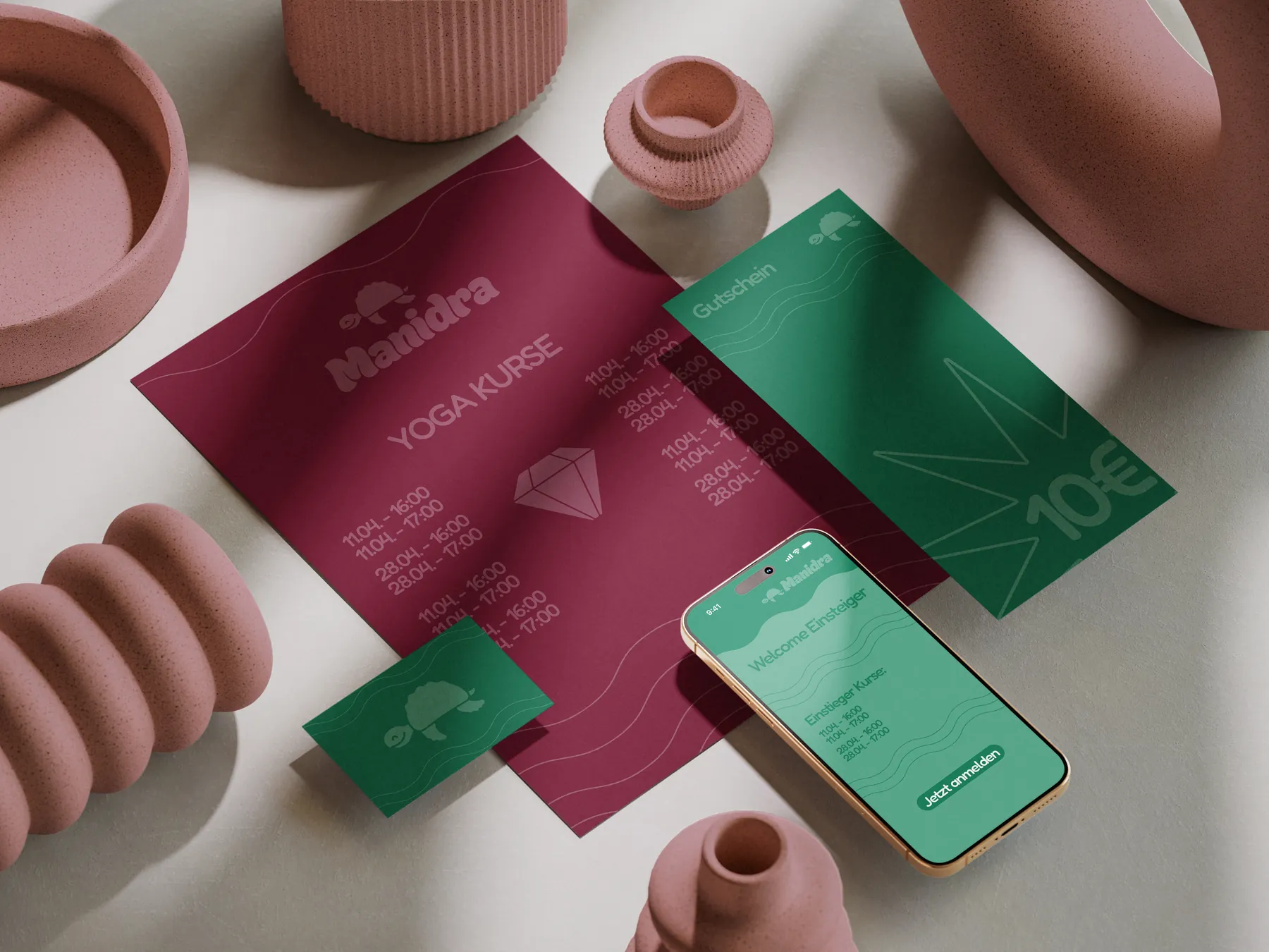 MANIDRA Drucksorten und App-Mockup