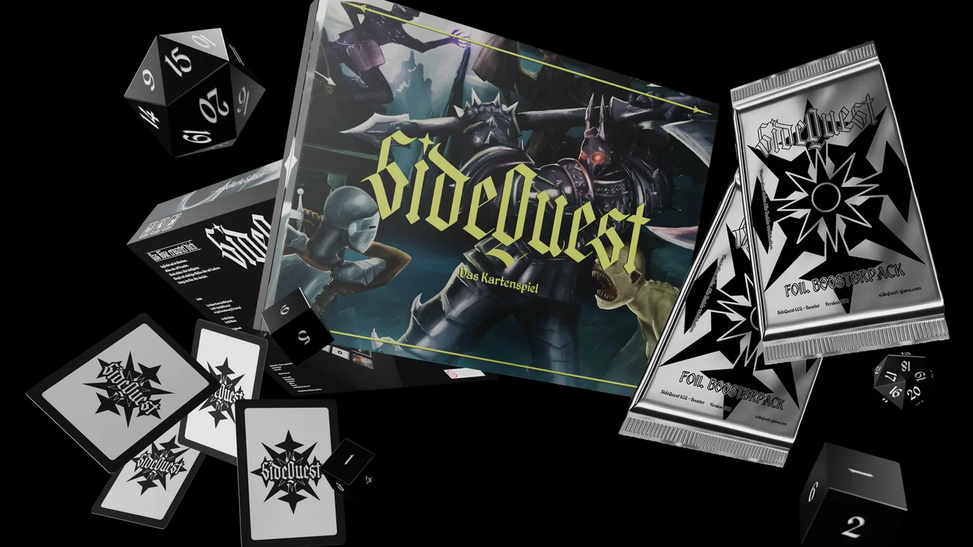SideQuest Box, Booster-Packs, Karten und Würfel